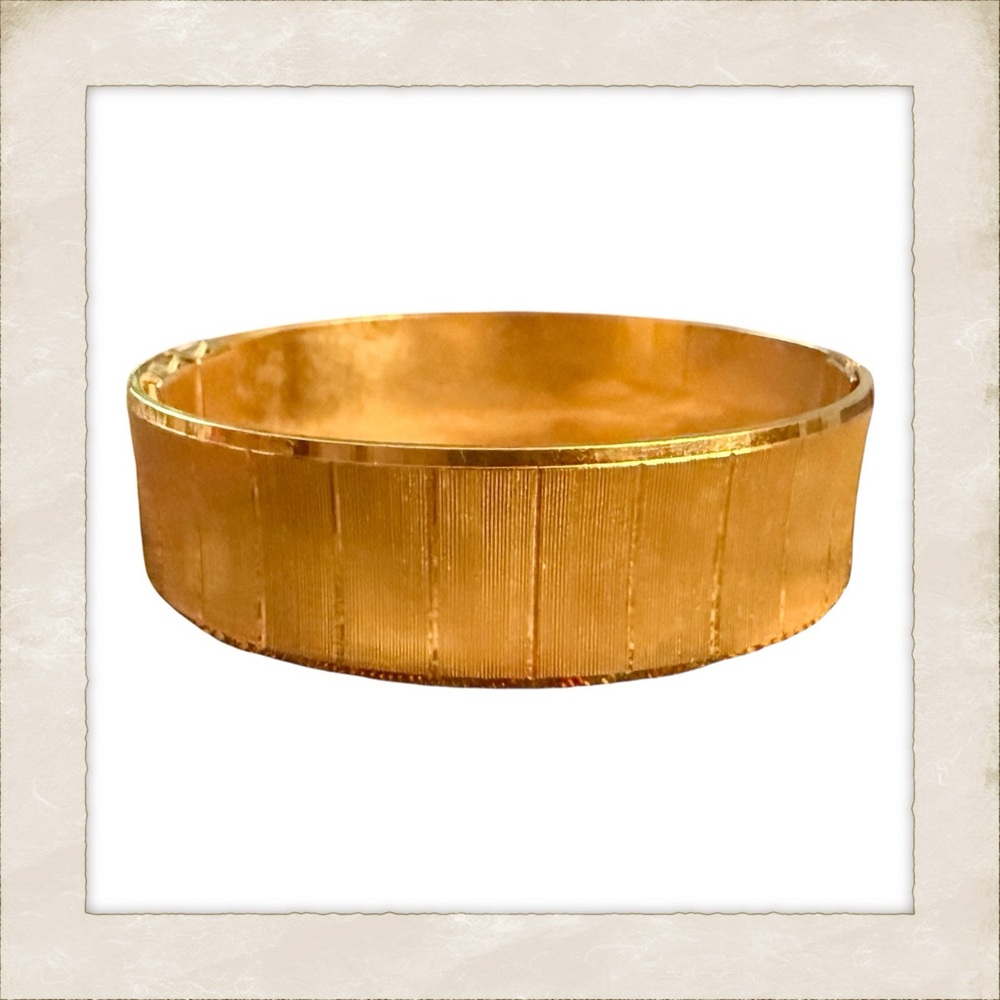 Vintage 1990’s Bold Heavy Bangle Bracelet in Bright Gold,  Statement Jewelry